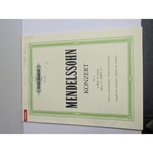 Mendelssohn Piano Concerto No. 1 in G minor Op. 25 Edition Peters Urtext Sheet